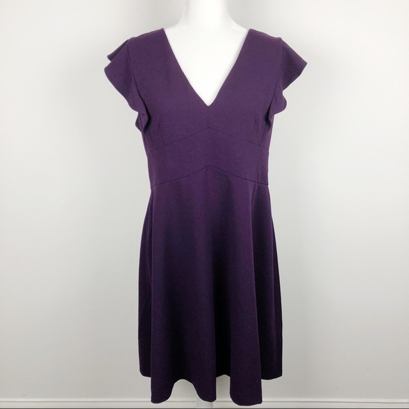 NWT DKNY Flutter Sleeve Fit & Flare Purple Dress